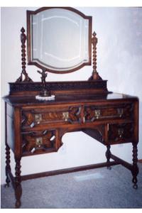 antique oak sideboard/dressing table - beveled mirror $500 - MAKE OFFER!